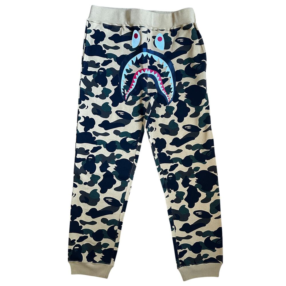 Brand New 2XL 38" Bape Yellow Camo Shark Face Sweat Pants